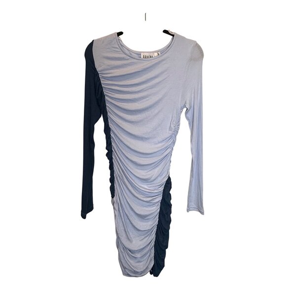 Sovere Two-Tone Ruched Long Sleeve Bodycon Dress – Y2K Party, Quiet Lxury Size 8 - Picture 1 of 5